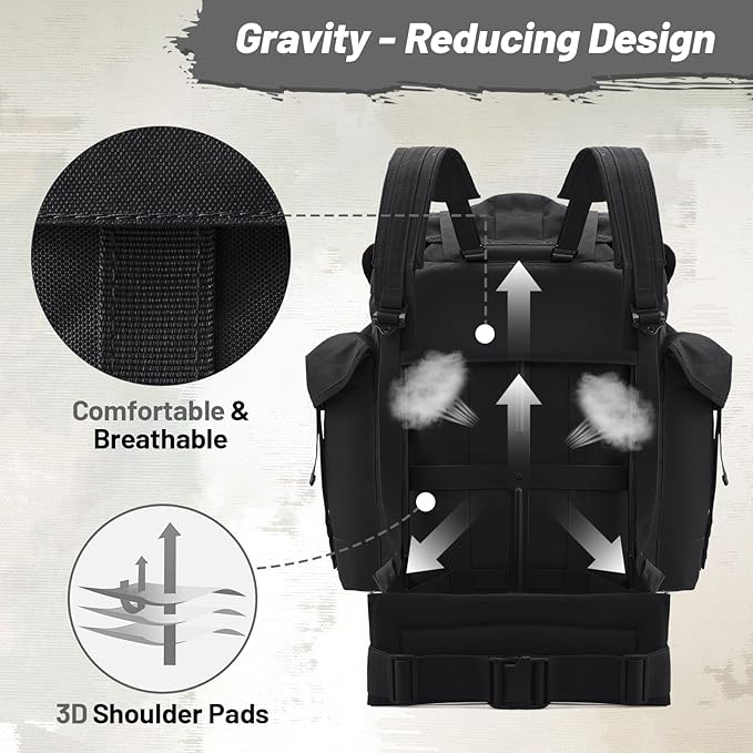 50L Military Alice Pack Army Survival Combat ALICE Rucksack Backpack for Men &amp Women for Camping Hiking Emergency Black
