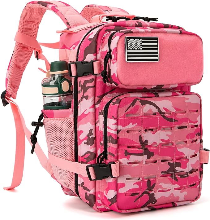 QT&ampQY 25L/45L Military Tactical Backpack For Men Molle Daypack 3 Day Bug Out Bag Hiking Rucksack With Bottle Holder
