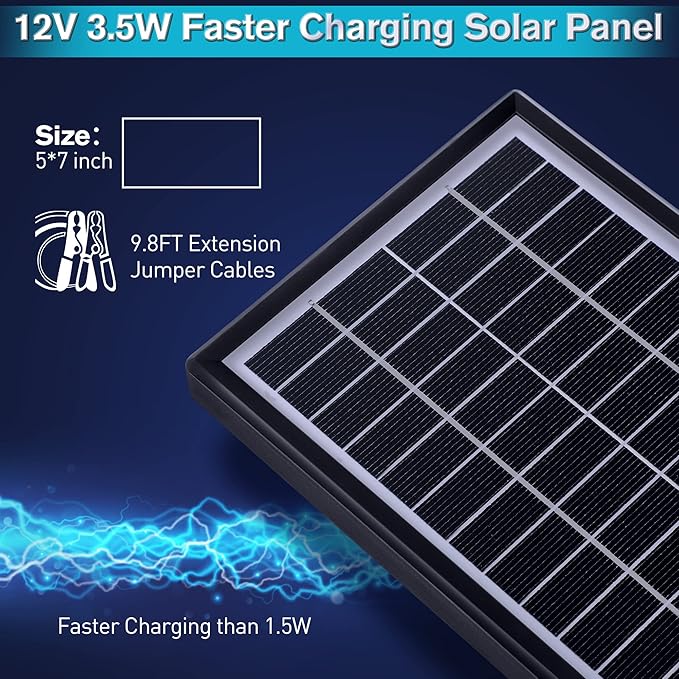 Sumind 12V 3.5W Solar Panel for Deer Feeder Waterproof Outdoor Solar Battery Charger Deer Feeder Battery Charger with Metal Mounting Bracket Alligator Clip