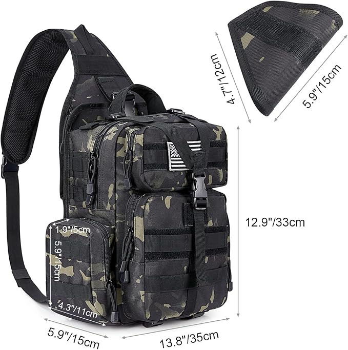 G4Free Large Tactical EDC Sling Bag Backpack Military Molle Bag Single Strap Shoulder Backpack for Men | EDC Adjustable Holder