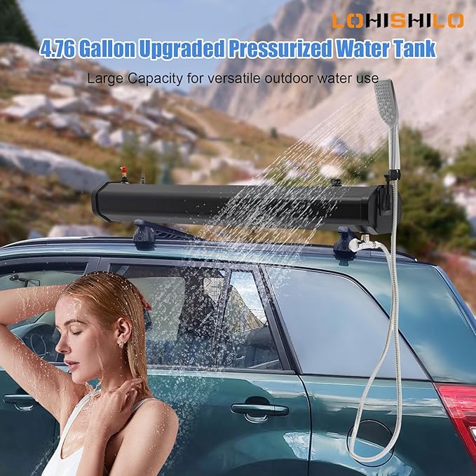 5.28 Gallon Upgraded Pressurized Water Tank for Camping Shower Off Road Shower for Overlanding Portable Water Storage Mount on BumperRoof Rack Mount for VehiclesTrucksSUV