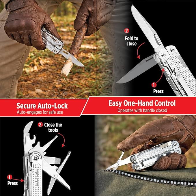 EDGE Multi-Tool Pliers 14-in-1 Stainless Steel Multitool with Knife Saw Scissors Wire Cutter &amp Screwdriver Bits Compact Folding Pocket Tool for Camping Survival Fishing &amp Car Emergency