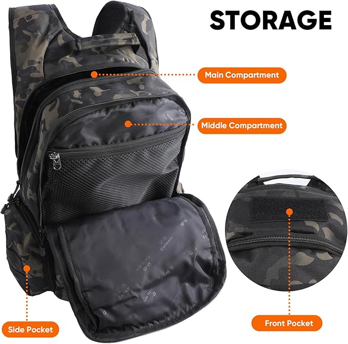 35L Tactical Backpack for Men MOLLE Military Bug Out Bag Waterproof Rucksack for Hiking with Hydration Port Balck CP