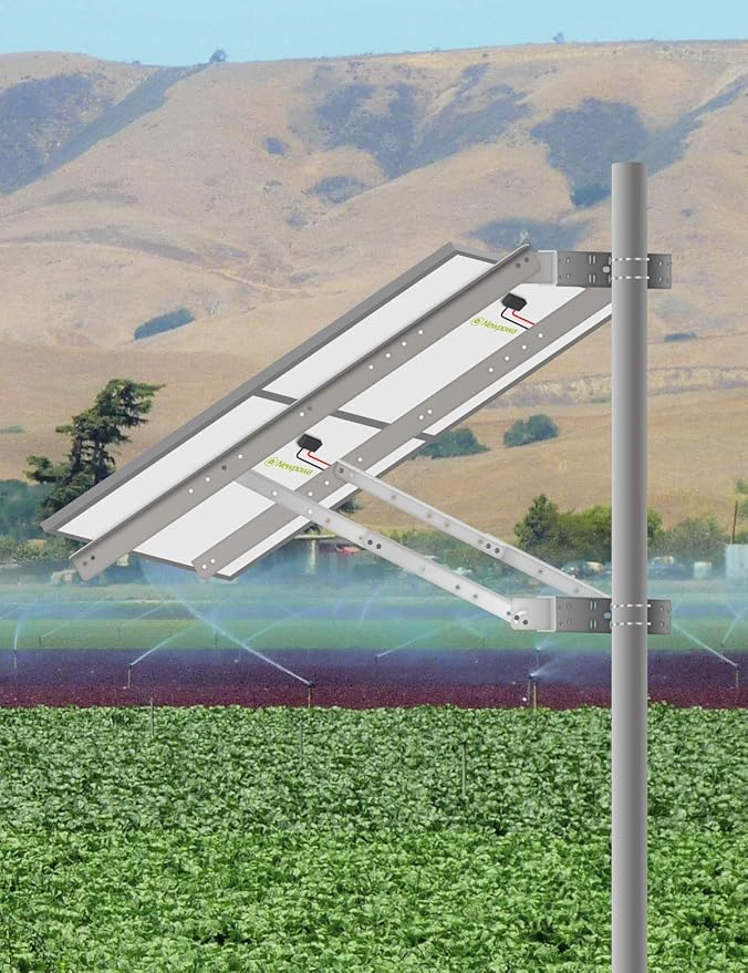 Newpowa Universal Solar Panel Double Arm with Support Pole and Wall Mount Bracket 0-90° Tilt Angle up to 400W/55.51 Width