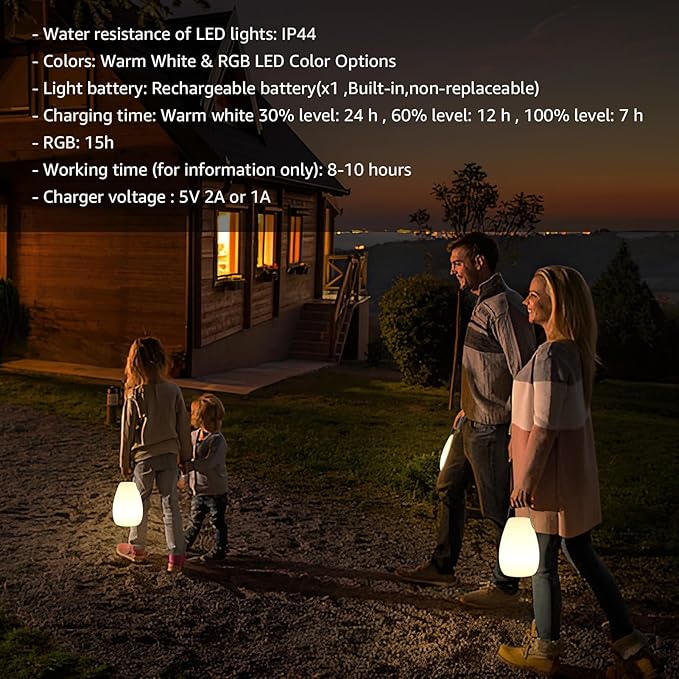 uuffoo Rechargeable Portable Table Lamp Cordless RGB Lantern with Remote Decorative LED Night Light IP44 Waterproof Indoor Outdoor Lamp for Bedroom Patio Garden Wedding Party