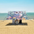 ALAZA Cute Owl Print Flowers Beach Tent Sun Shelter UPF50+ Protection Beach Shade Canopy w/ 4 Sandbags for Outdoor Camping Fishing Backyard Fun Picnic 10x9 ft