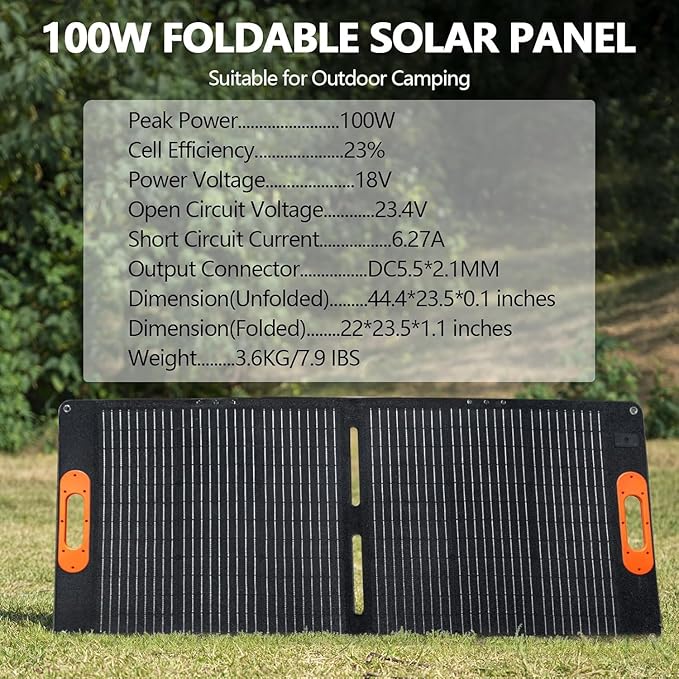 ALLWEI 300W/256Wh LiFePO4 Solar Generator with 100W Solar Panel Included Portable Power Station with AC Outlet USB Port Solar Powered Battery Generator for Outdoor Camping Home Backup Power Outage