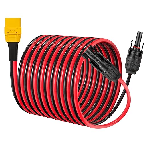10AWG 10FT Solar Panel to XT90 Female Adapter Cable 300V 30A with Standard Solar Connector for Portable Power Station RV Home Battery Charging