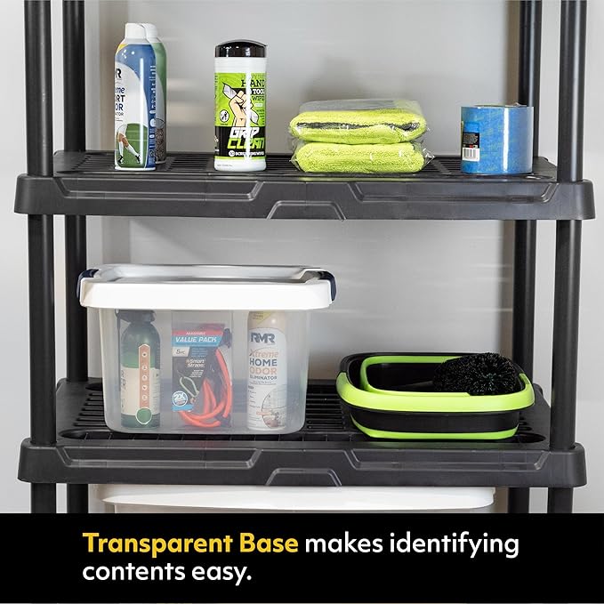 CENTREX CX Cleared Away 19-Quart Medium-Strength Clear Storage Container &amp Latching Lid 4 Pack (10.2”H x 17.1”W x 11.7”D) Stackable Transparent Storage and Organization Tote Plastic Bin