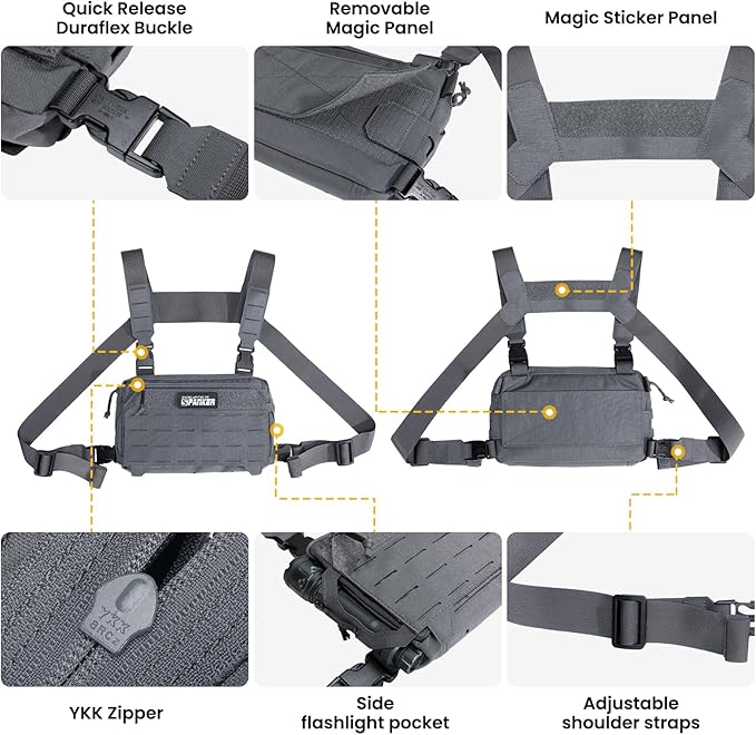 EXCELLENT ELITE SPANKER Tactical Chest Rig Pack EDC Chest Bag Molle Utility Chest Pouch for Outdoor Hunting Workouts Hiking