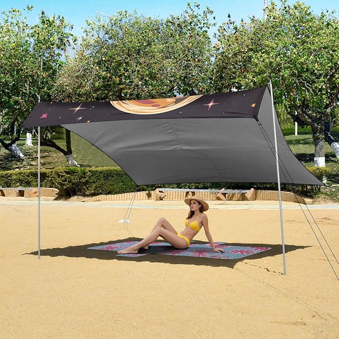ALAZA Funny and Cute Space Labrador Beach Tent Sun Shelter Portable Canopy Sunshade for Outdoor Camping Picnics Backyard Fun 10x9 ft