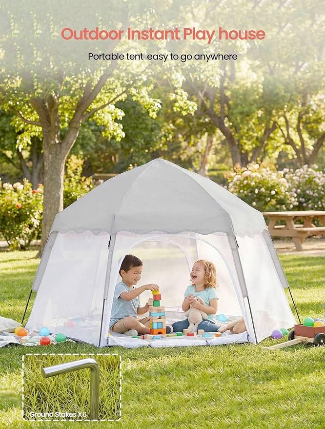 Porayhut Large Pop Up Play Tent for Kids 78 Instant Toddler Playhouse with Removable Floor &amp UV50+ Sun Shade 360° Mesh Mosquito-Free Tent for Indoor Outdoor Beach Backyard Fits 4 Kids