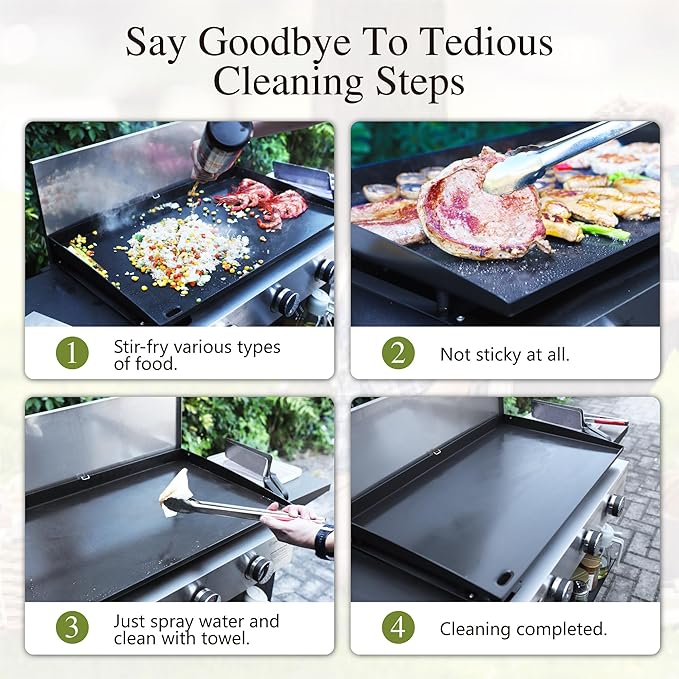 Sophia &amp William 28-Inch Flat Top Grill with Ceramic Coated Cast Iron Griddle 3-Burner Propane Gas BBQ Griddle Portable Outdoor Barbecue Grill33000 BTUBlack