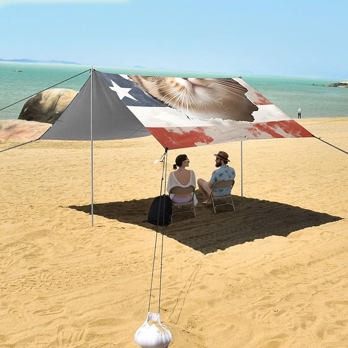 ALAZA Cat Hole Flag Beach Tent Sun Shelter Portable Canopy Sunshade for Outdoor Camping Picnics Backyard Fun 10x9 ft