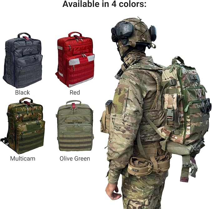 20L DERBY Tactical Medical Backpack – Camouflage First Aid Kit Bag with MOLLE Waterproof Zippers Removable Organizers OCP Field-Ready Design