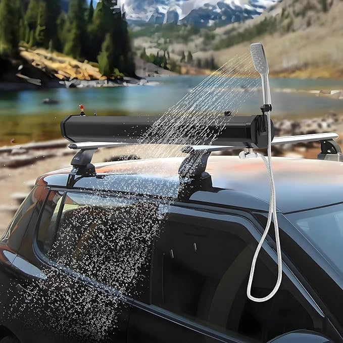 Car Mount Camping Shower Portable Car Camping Shower Kit Camping Shower Rinse Kit PVC Material With Balancing Screws And Metal Feet For Overlanding Outdoor Activities Water Supply 4.76加仑/18升