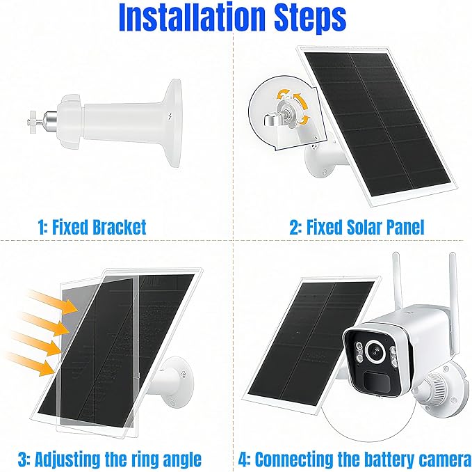 2 Packs Solar Panel for Ring Security Camera Premium 5V USB Solar Panel Charger IP65 Waterproof Compatible with Outdoor Rechargeable Battery Powered Cam 9.8ft USB Cable 360 Adjustable Bracket