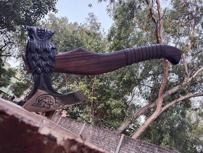 Handmade Viking Axe - Axe Real - Viking Blade of Wolf face Engraved Outdoor Functional Axe - Throwing Axe Hatchet Tomahawk Gift for Him Gift for Men