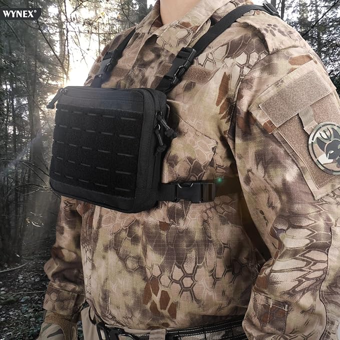 WYNEX Tactical Chest Rig Bag of Laser Cut Design Molle Chest Pouch Utility Recon Kit Bag Tactical Chest Pack Bag WYNEX OC Pepper Spray Holster Pouch Small MOLLE Flashlight Holder