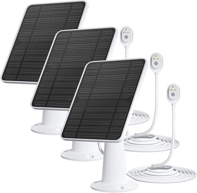 Solar Panel Charger Compatible with Ultra/Ultra 2/Pro 3/Pro 4/Pro 3 Floodlight Security Camera 5V 4W Solar Panels Charging IP65 Weatherproof w/ 9.8ft Charging Cable Adjustable Wall Mount 3 Pack