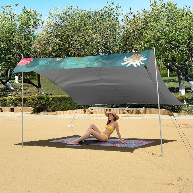ALAZA Cacti Succulents and Floral Beach Tent Sun Shelter Portable Canopy Sunshade for Outdoor Camping Picnics Backyard Fun 10x9 ft