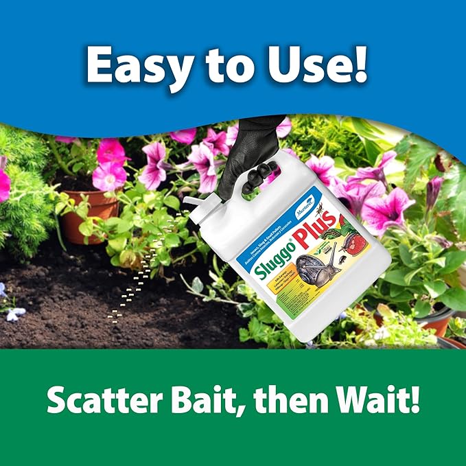 Monterey Sluggo Plus Bundled with Measuring Spoon - Snail &amp Slug Killer Plus Controls Other Insects OMRI Listed for Organic Gardening - 10 lb jug