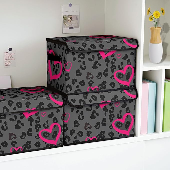 Stackable Storage Bins with LidsCloset Organizers Fabric Box for Home and OfficeBlanket Clothes OrganizersUnder Bed Storage Containers 3 Pack.