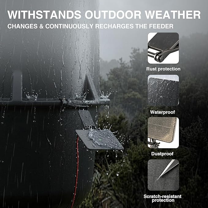 SUNAPEX 12V Deer Feeder Solar Panel 2.4W ETFE Monocrystalline Solar Trickle Charger - Waterproof Solar Battery Maintainer with Adjustable Mounting Bracket for Hunting Game Feeders Timers and Cameras