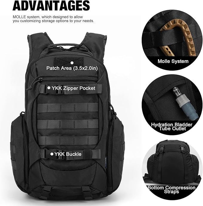 Mardingtop Tactical Molle Backpack for Men- 18L/28L EDC Hiking &amp Motorcycle Backpack