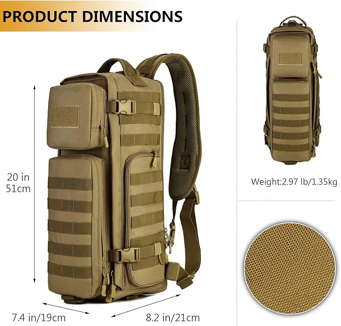 Protector Plus Tactical Sling Bag Military MOLLE Crossbody Pack (Patch Included)
