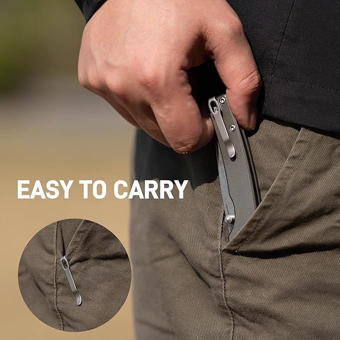 CJRB Kain Pocket Knife 2.95'' AR-RPM9 Steel Blade Aluminum Handle Small EDC Knife with Pocket Clip for Camping Hiking Survival Designed by Sanford Owen(J1956)