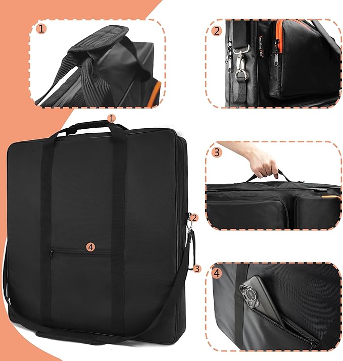 Solar Panel Storage Bag Compatible with 2 Jackery 100W / 200W Padded Portable Solar Panel Travel Bag Compatible with Jackery SolarSaga (200W | 25.2×24×4.5)