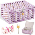 Discreet Lockable Adult Toy bag Storage Organizer Case for Women and Men Adult Wicker Baskets with Lid and Lock 13.8 x 9.8 x 6.3 Inch Box for Toys Valentine's Day Container(Purple)