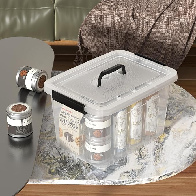 18 Quart Storage Boxes 4-Pack Clear Plastic Storage Bins with Lids