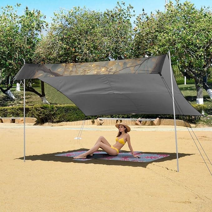 ALAZA Cute Owls Birds Beach Tent Sun Shelter UPF50+ Protection Beach Shade Canopy w/ 4 Sandbags for Outdoor Camping Fishing Backyard Fun Picnic 10x9 ft