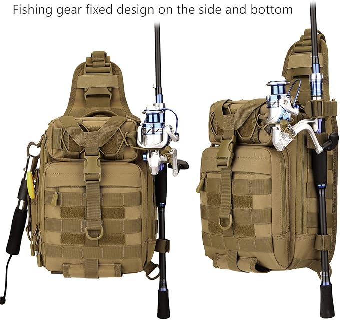 Protector Plus Tactical Sling Bag Military MOLLE Crossbody Pack Chest Shoulder Backpack (Patch Included) | Chest Shoulder Patch Included