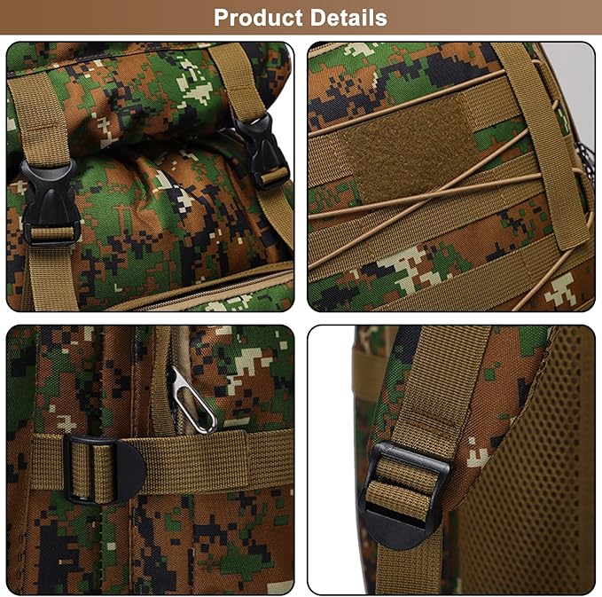 80L Outdoor Camping Backpack for Men Women Large Capacity Polyester Tactical Rucksack Hiking Travel Duffel Bags (D/Multicolor)