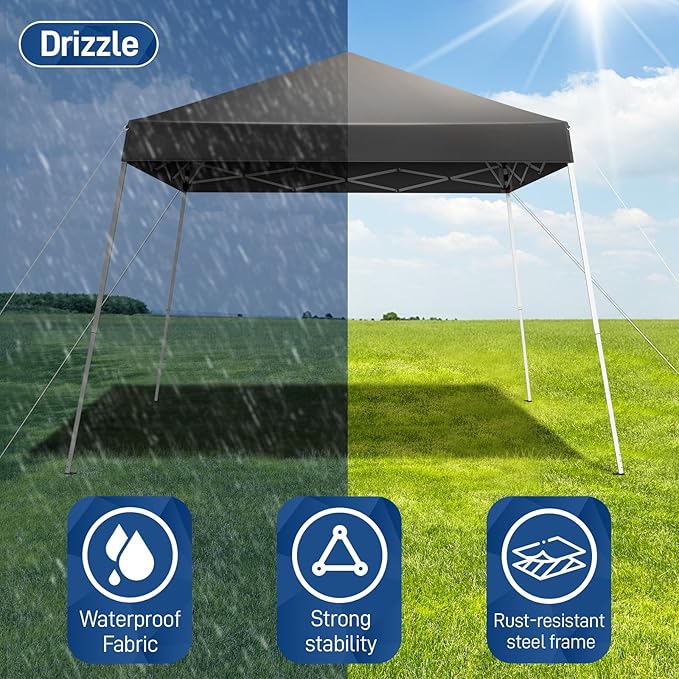 10' X 10' Beach Tent Sun Shelter Beach Canopy Foldable Adjustable Outdoor Waterproof Sun Protection Shelter with Slant Legs Backpack Portable Shelter for Camping Party Yard and Beach Events