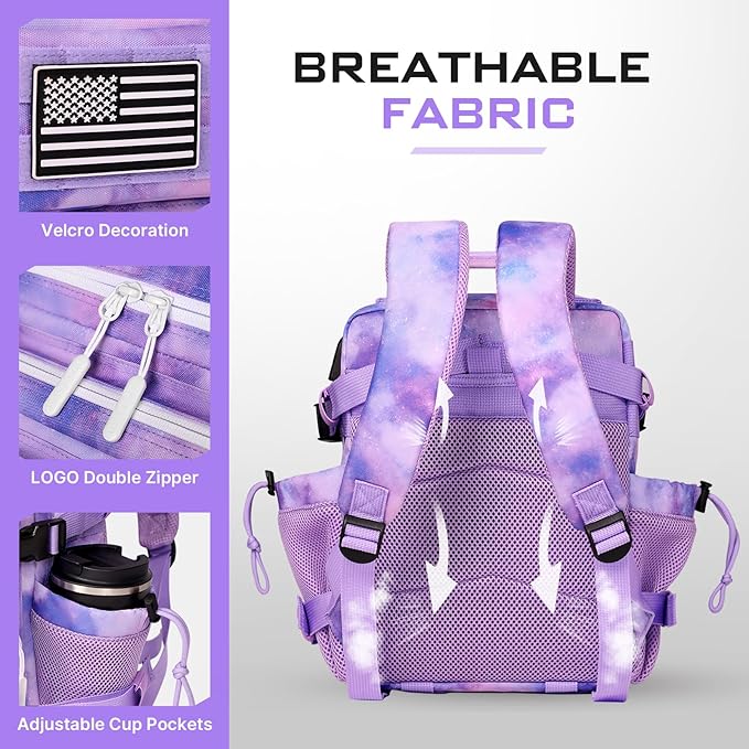 Boomistry 15L Mini Tactical Backpack Small Tactical Backpack for Women Military Backpack for Gym Hiking Daily (Purple Nebula-15L)
