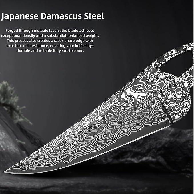 Damascus Steel Folding Knife HRC 60 Pocket Knife for Men Hand Forged Damascus Steel Blade Vegetable Tanned Leather Sheath Ebony Handle Hunting Knives &amp Tools Gifts for Guys