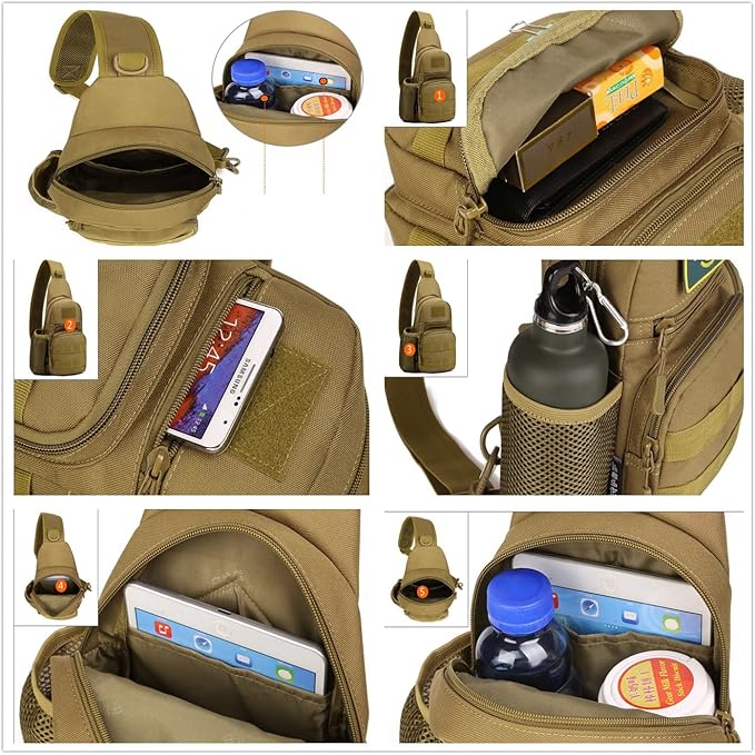 UNISTRENGH Tactical Sling Bag Chest Pack Molle Daypack iPad Mini Military Shoulder Bag Crossbody Duty Gear Backpack (ACU Camouflage)