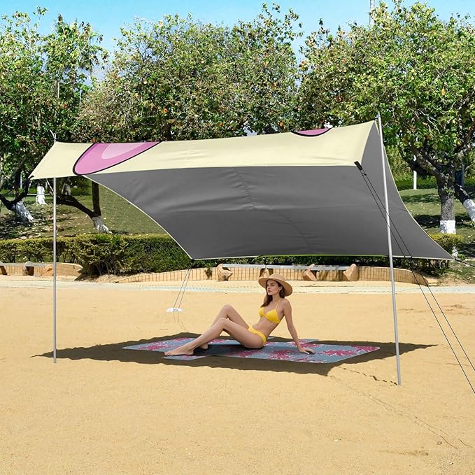 Spring Easter Gnome Beach Tent Sun Shelter Set UPF50+ UV Protection 10.5 x 9.19 FT Camping Shade Canopy with Sandbags Sand Anchors Carrying Bag and Others