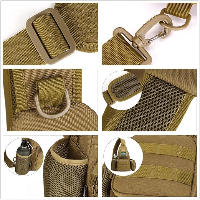 UNISTRENGH Tactical Sling Bag Chest Pack Molle Daypack iPad Mini Military Shoulder Bag Crossbody Duty Gear Backpack (CP camouflage)