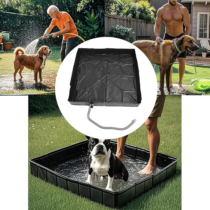 Portable Shower Pan Foldable Camping Shower Base Basin Floor with Detachable Drain Pipe 41 X 41 X 6 Inches Outdoor ShowerPan for RV Beach Indoor Shower Stall