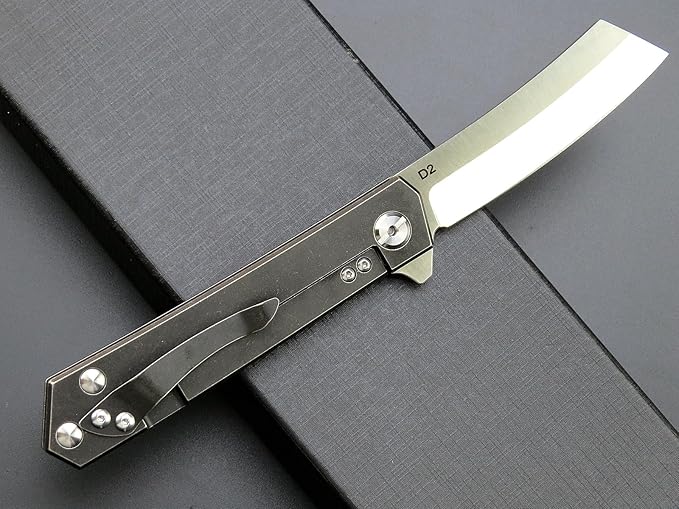 Eafengrow EF97 Pocket Knife Folding Knives D2 Steel Blade Titanium Handle Camping Outdoor Tools Knife EDC Hand Tool (black)