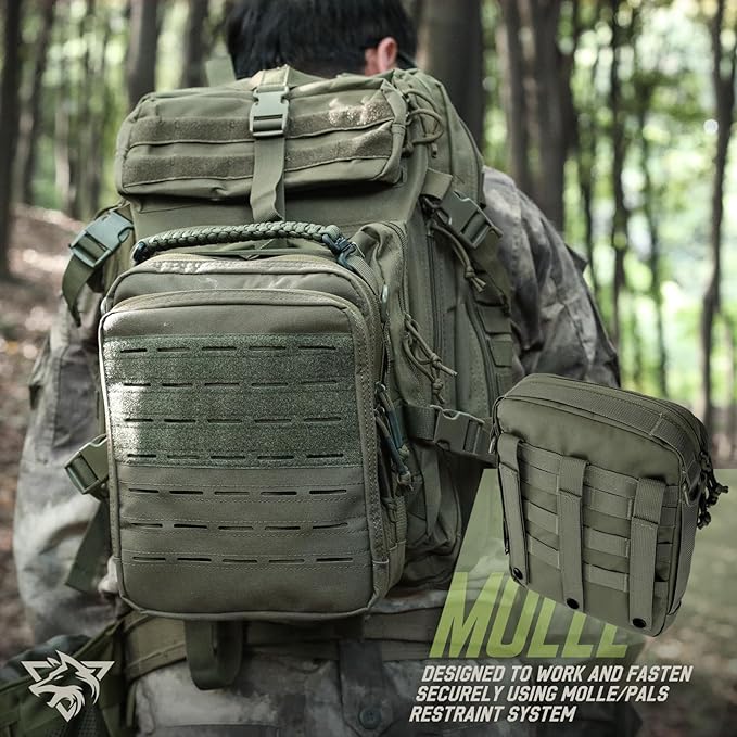 WYNEX Tactical Molle Admin Pouch with Folding Admin Pouch Utility EDC Pouch Organizer Modular Tool Pouch of Double Layer with Molle Tool Bag of Laser-Cut Design Utility Organizer EDC Medical Bag