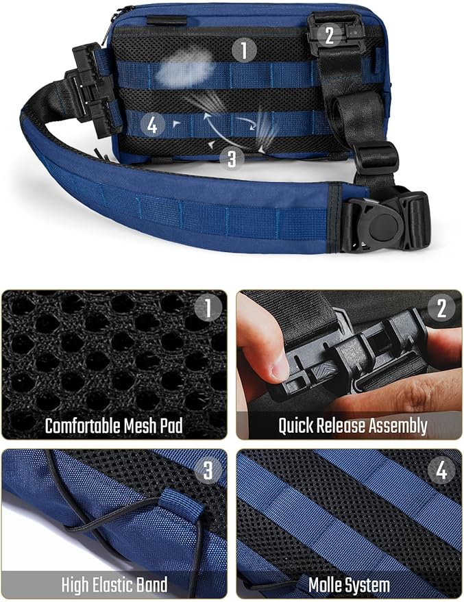 TACTICAL_GEEK Crossbody Shoulder Bag Multipurpose Daypack Chest Backpack Casual Sling Bag for Men &amp Women (L3C-Blue)