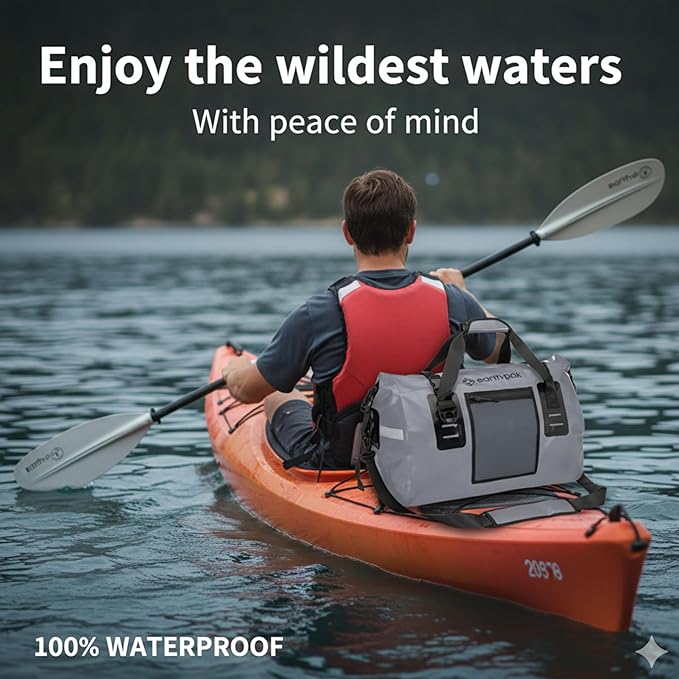 Earth Pak Waterproof Duffel Bag - Heavy Duty Motorcycle Dry Bag with Large Storage Space Perfect for Traveling Camping Kayaking Fishing &amp Canoeing Bag 50L/70L/90L/120L Sizes