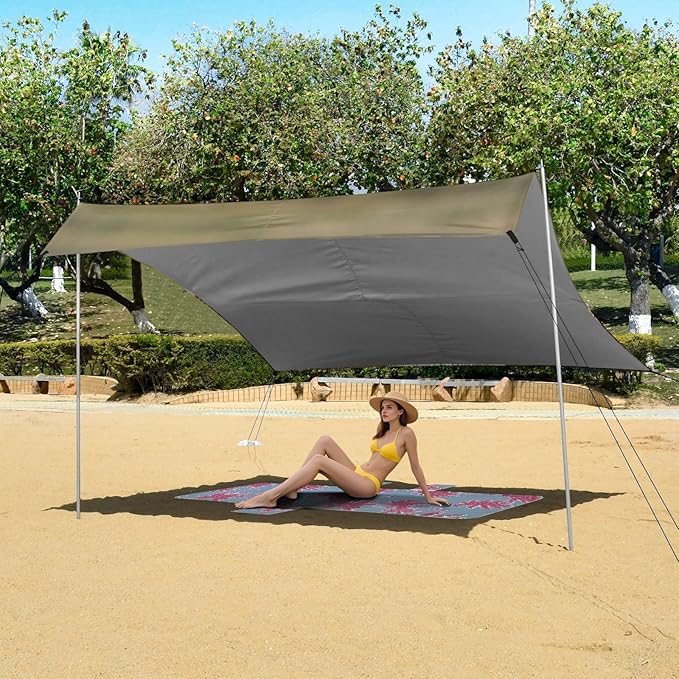 ALAZA FUUNY Llamas Alpacas Beach Tent Sun Shelter UPF50+ Protection Beach Shade Canopy w/ 4 Sandbags for Outdoor Camping Fishing Backyard Fun Picnic 10x9 ft
