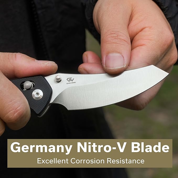 CIVIVI Sixgill Folding Pocket Knife for EDC 3.41'' Nitro-V Blade G10 Handle Deep Carry Reversible Clip Gift for Men Women C24050-1 (Black)